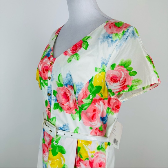 Liz Claiborne Deadstock Floral Fit and Flare Dress Size 14 - Picture 6 of 12